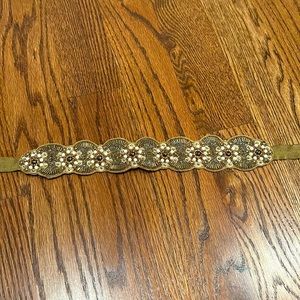 Gold beaded and embroidered elastic belt